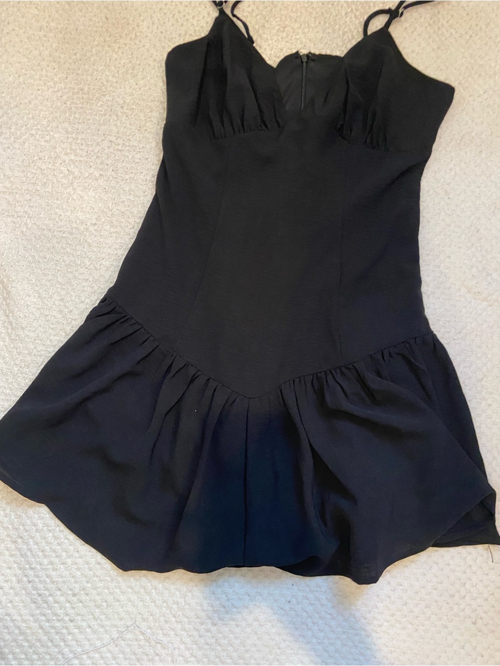 Forever 21 Black Spaghetti Strap Mini Dress with Ruffle Hem